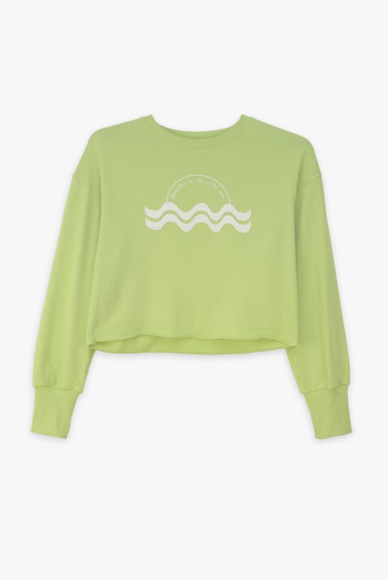 Raw Edge Chest Print Sweatshirt