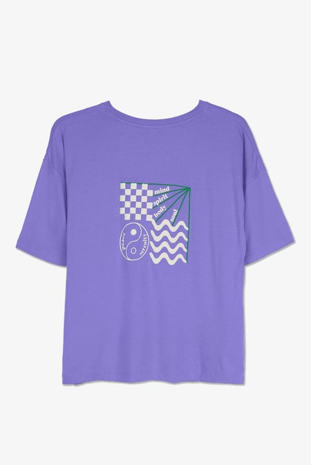 Purple Slogan Print Boxy Relaxed Fit T-Shirt