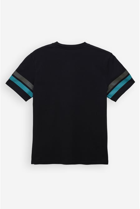 Black Printed Sleeve T-Shirt