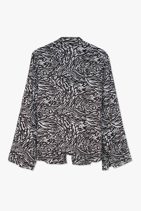 Black Tie Open Front Viscose Blouse
