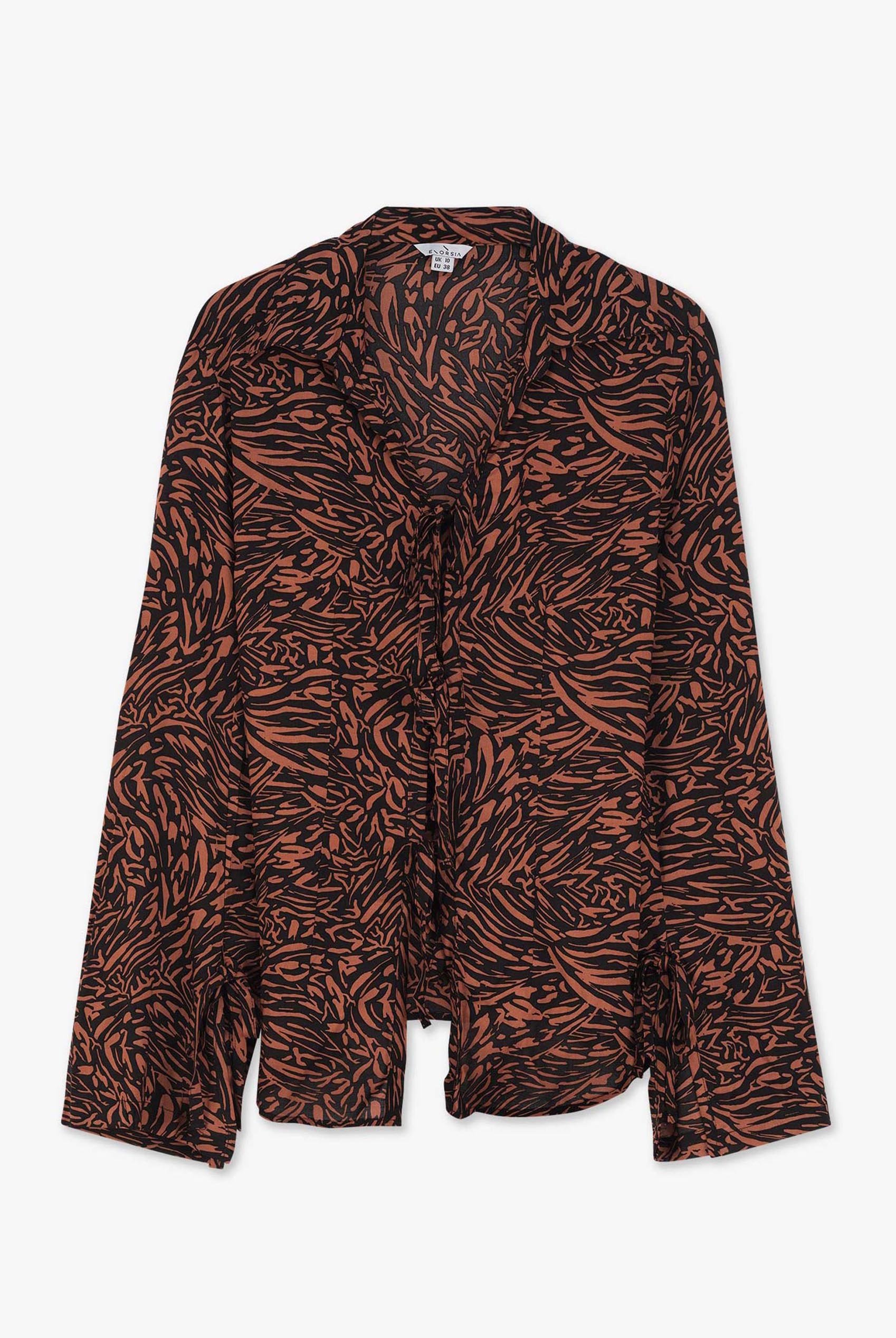 Tie Open Front Viscose Blouse