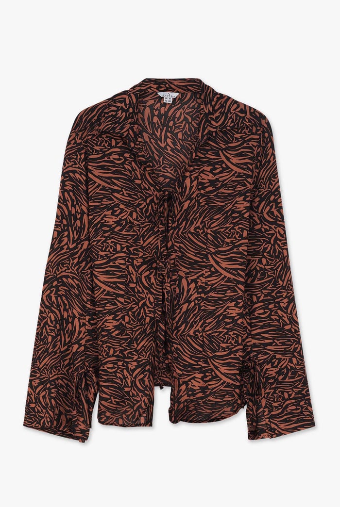 Tie Open Front Viscose Blouse
