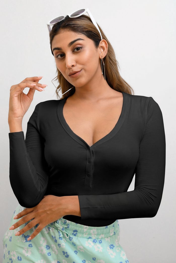 Womens Wide V-neck Casual T-Shirt