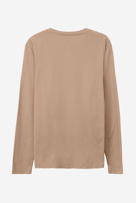 Cream Half Placket Long Sleeve T-Shirt