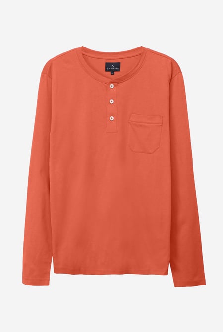 Cream Half Placket Long Sleeve T-Shirt