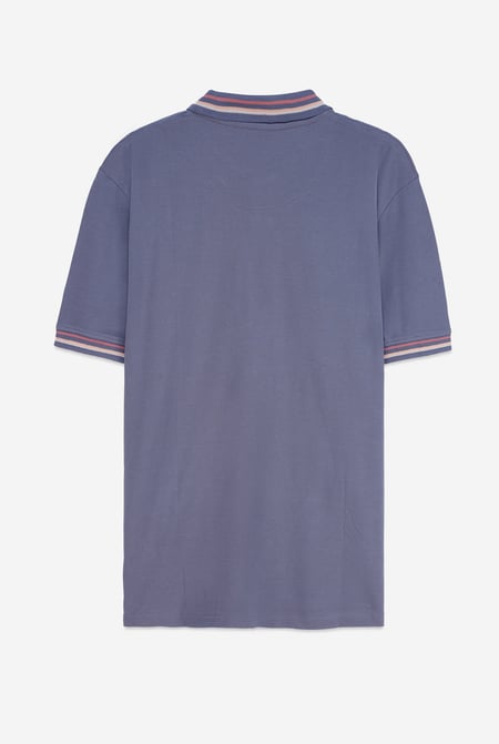 Grey Red/Pink Tipped Polo Shirt