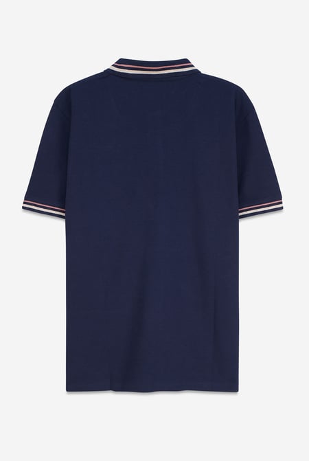 Navy Red/Pink Tipped Polo Shirt