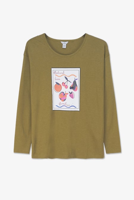 Pink Post Card Printed T-Shirt
