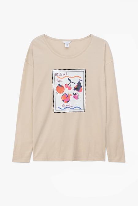 Pink Post Card Printed T-Shirt