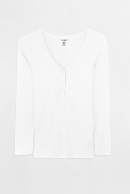Womens White Wide V-neck Casual T-Shirt