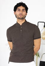 Band Collar Interlock Polo Shirt