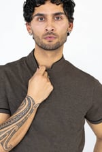 Band Collar Interlock Polo Shirt