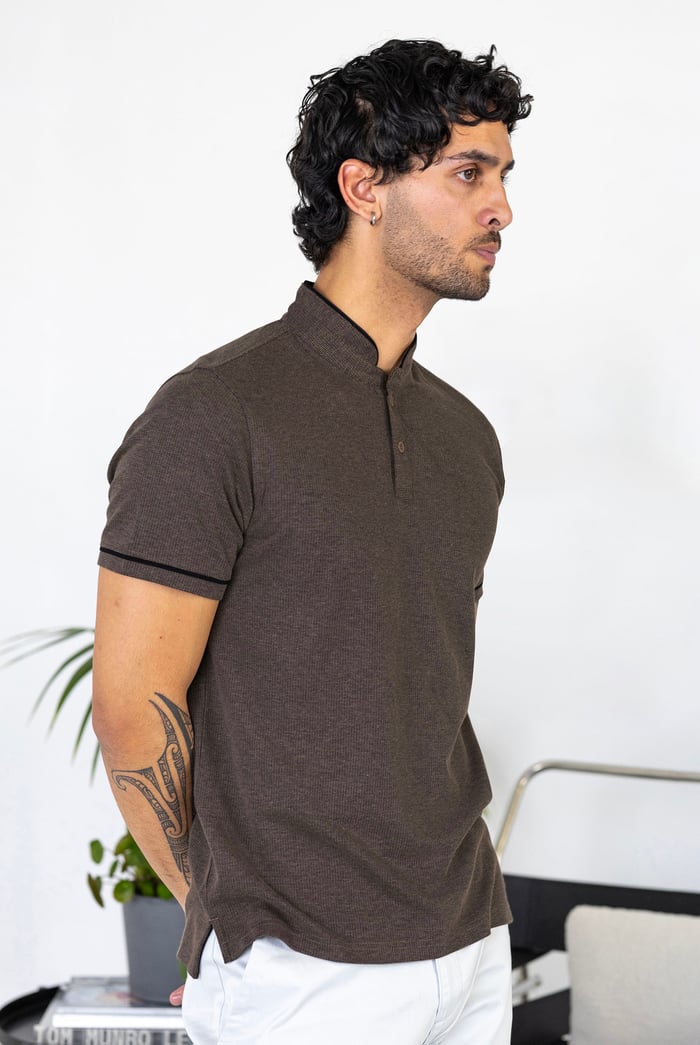 Band Collar Interlock Polo Shirt