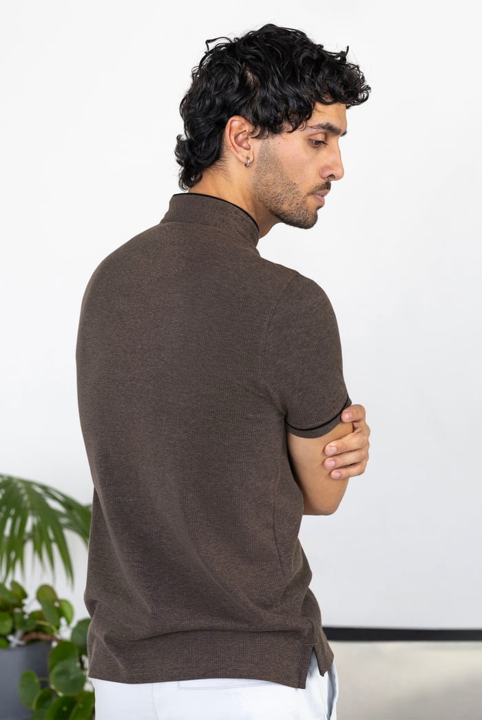 Band Collar Interlock Polo Shirt