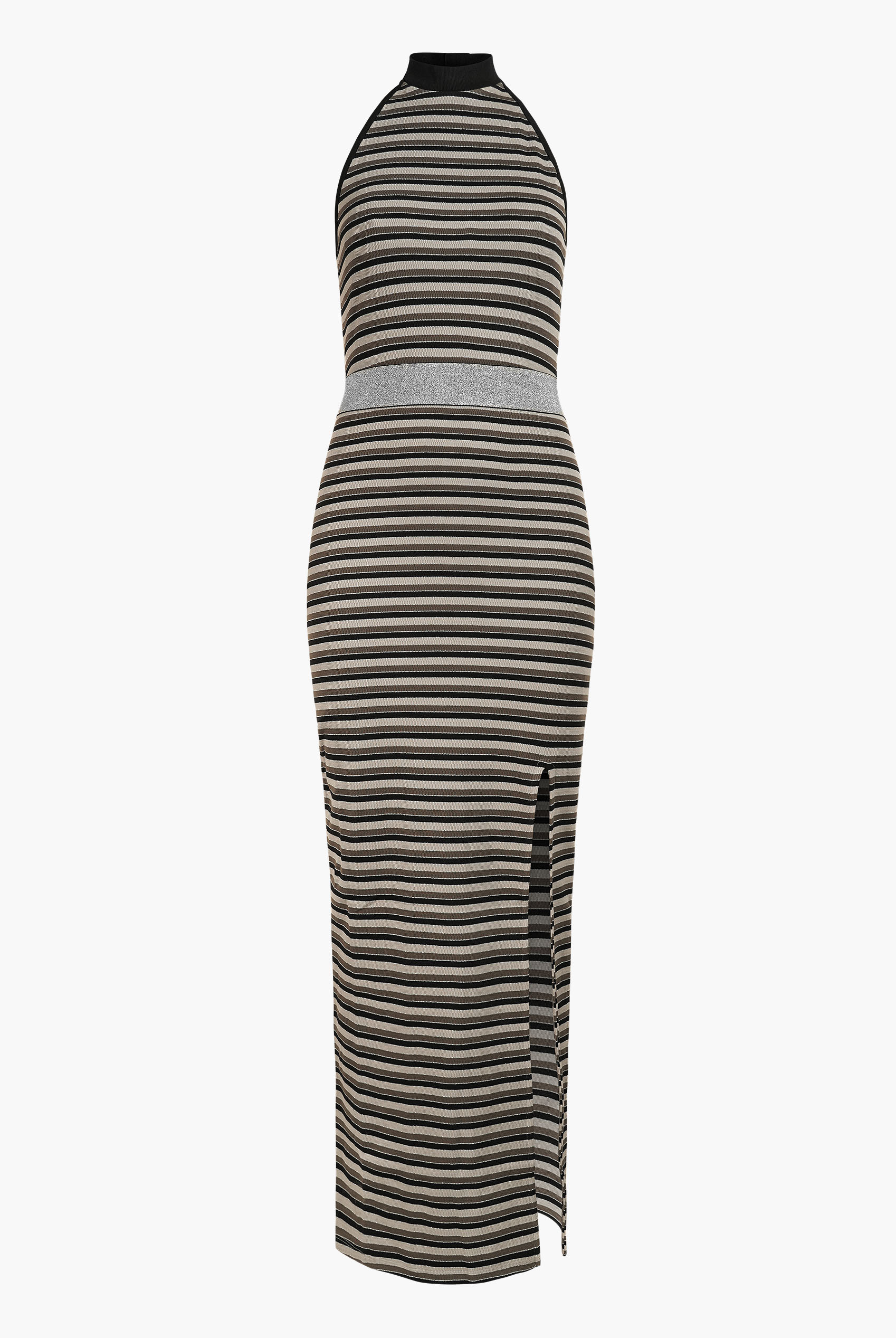 Halter Neck Open Back Rib Long Dress