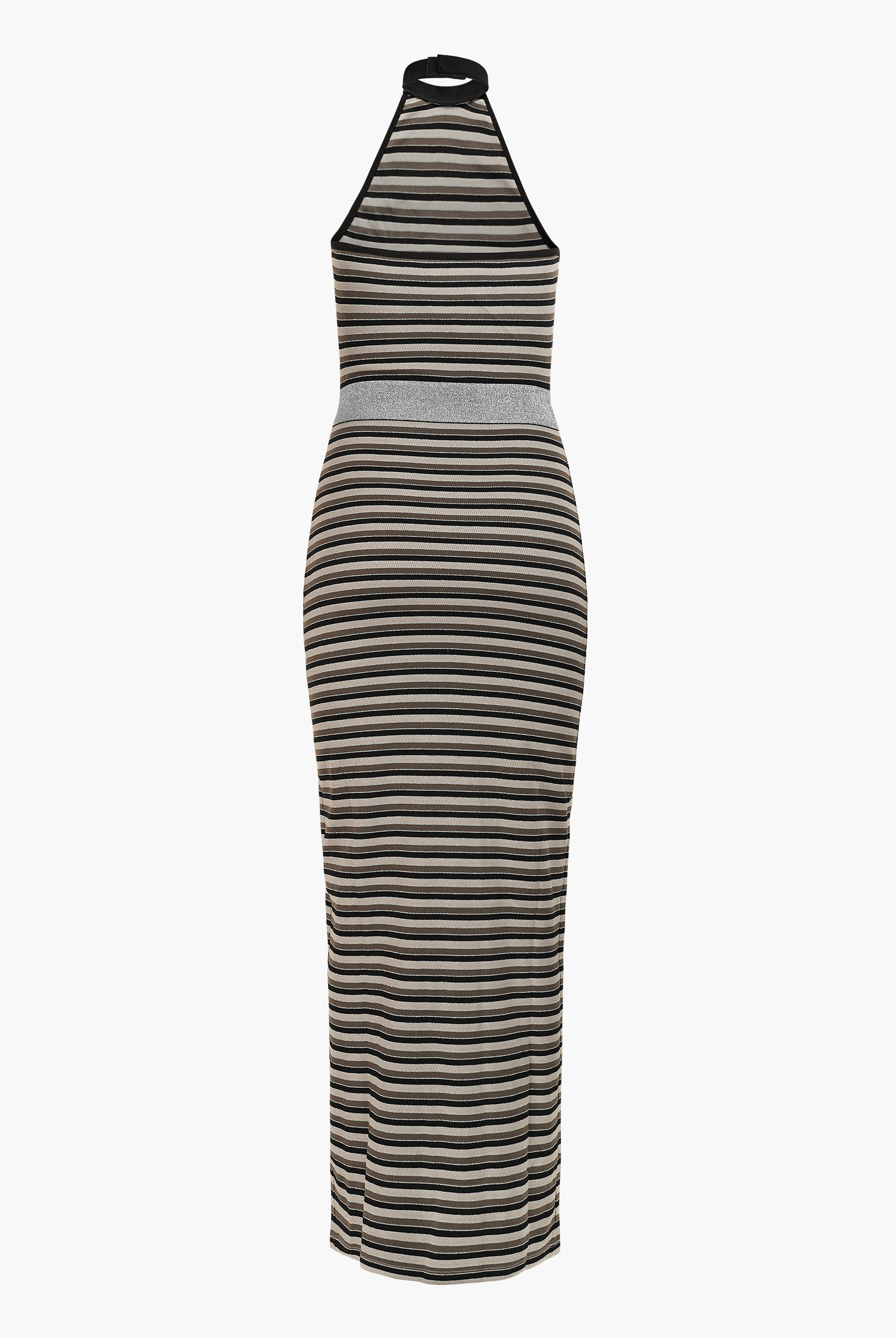 Halter Neck Open Back Rib Long Dress