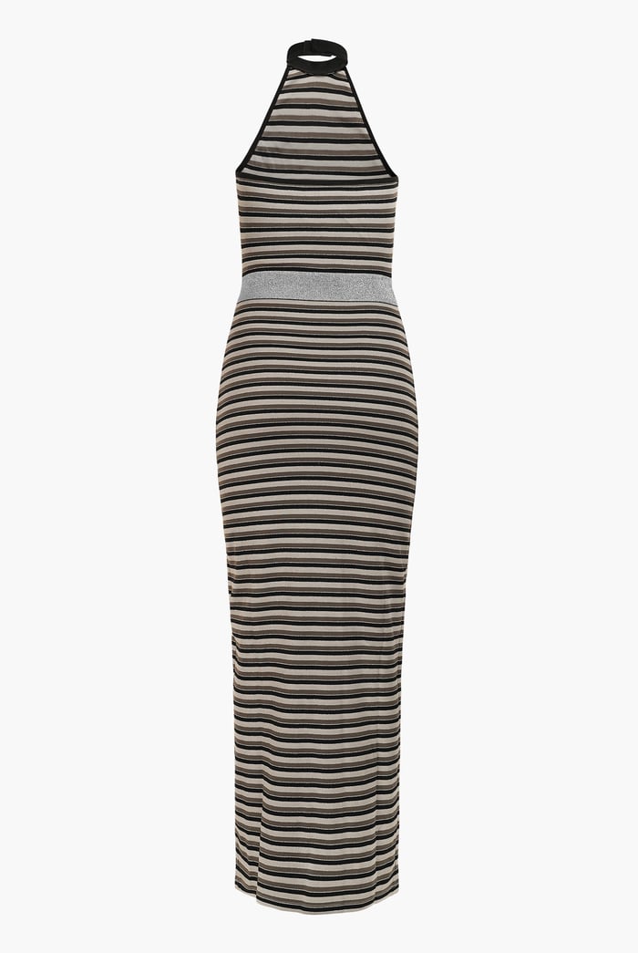 Halter Neck Open Back Rib Long Dress