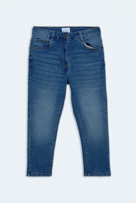 Deep Blue Super Stretch Skinny Capri Jeans