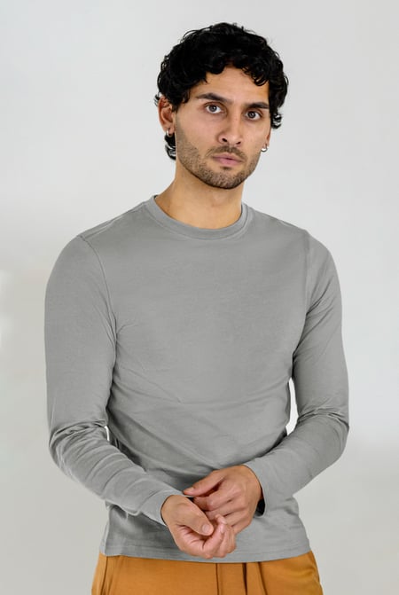 White/Chocolate/Grey Cotton Long Sleeve T-Shirt 3 Pack