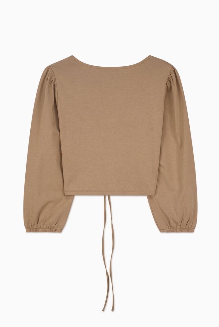 Womens Ruched Long Sleeve Crop Top