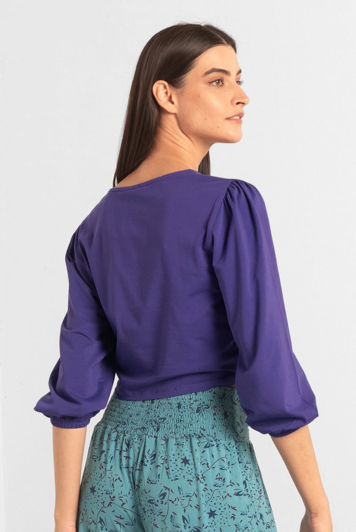 Womens Ruched Long Sleeve Crop Top