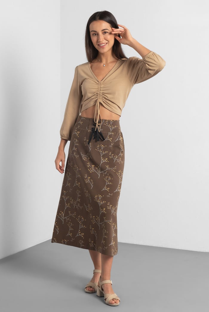 Womens Ruched Long Sleeve Crop Top