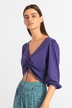 Womens Ruched Long Sleeve Crop Top