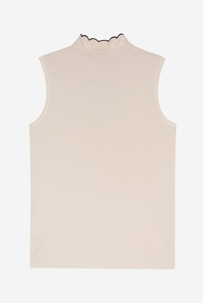 Womens Regular Fit Sleeveless Pique Polo