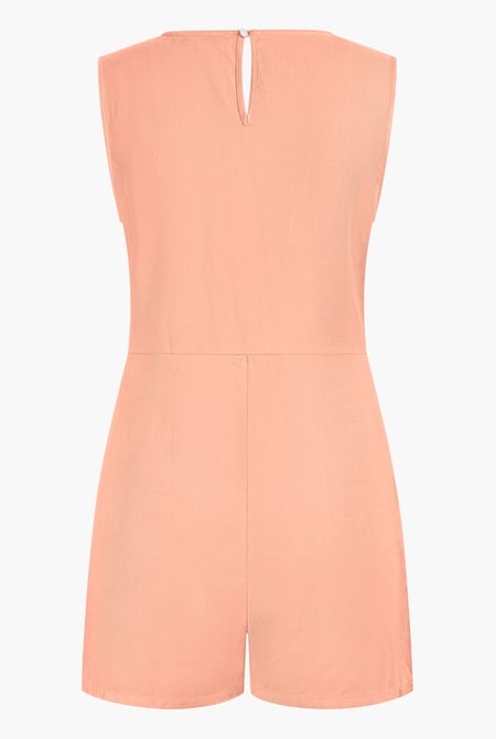 Orange V-Neck Sleeveless Viscose Playsuit