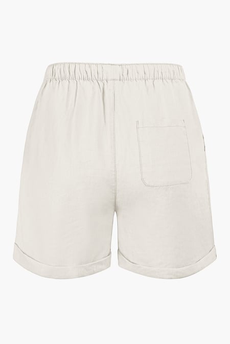 White Linen Blend Shorts