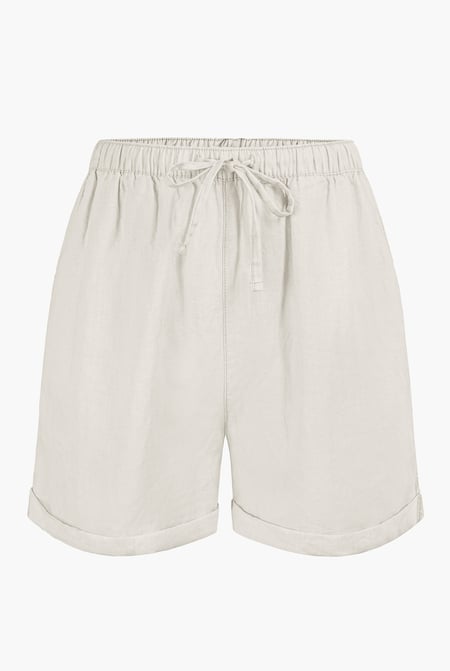 White Linen Blend Shorts