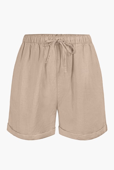 White Linen Blend Shorts