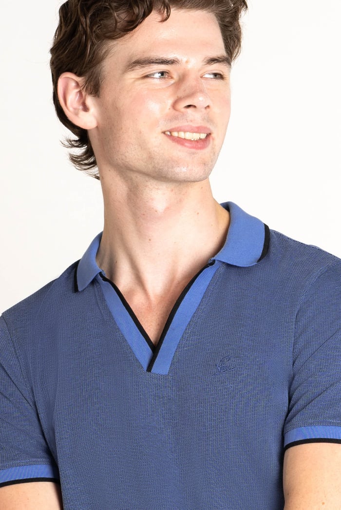 Regular Fit Ribbed V-Neck Polo Shirt