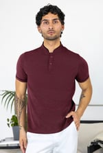 Band Collar Interlock Polo Shirt
