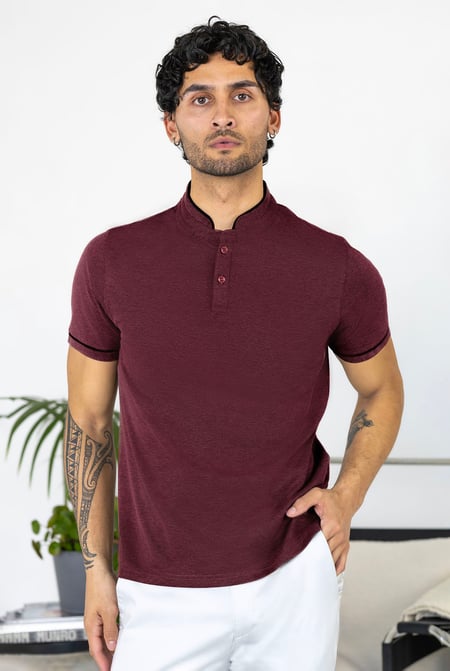 Red Band Collar Interlock Polo Shirt