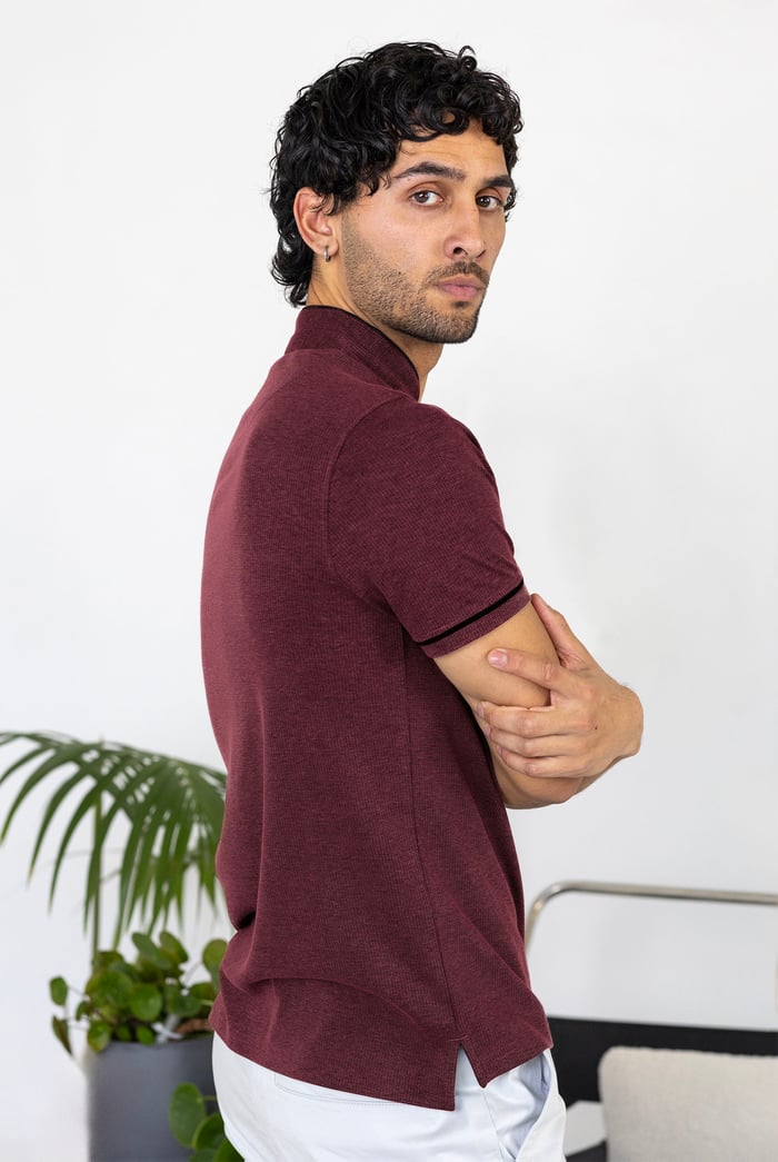 Band Collar Interlock Polo Shirt