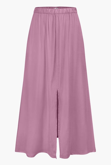 Pink A-Line Maxi Skirt with Front Slit