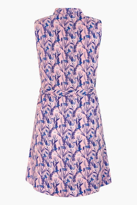Pink Wild Garden Print Button-Through Shirt Dress