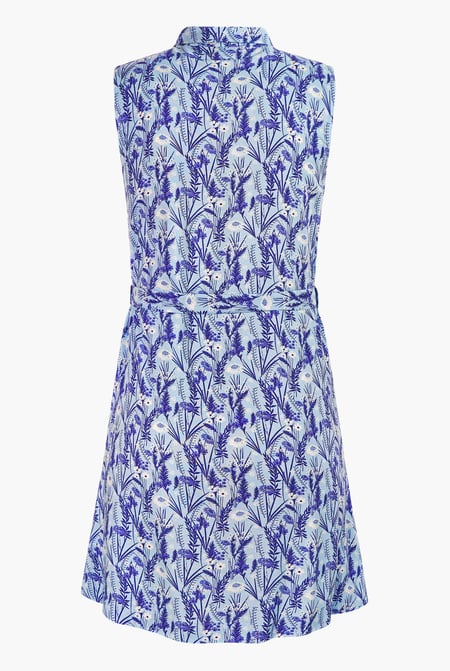 Blue Wild Garden Print Button-Through Shirt Dress