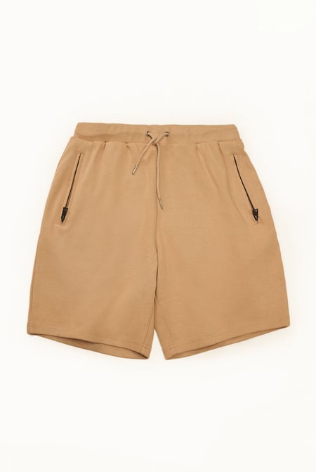 Mens Khaki Jersey Shorts With Zip Pocket