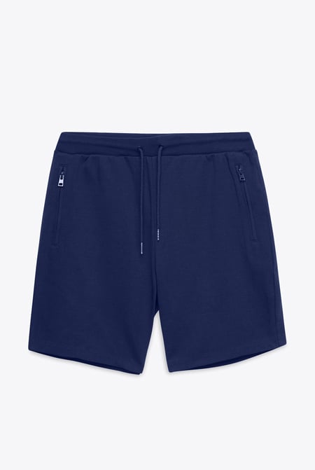 Mens Navy Jersey Shorts With Zip Pocket