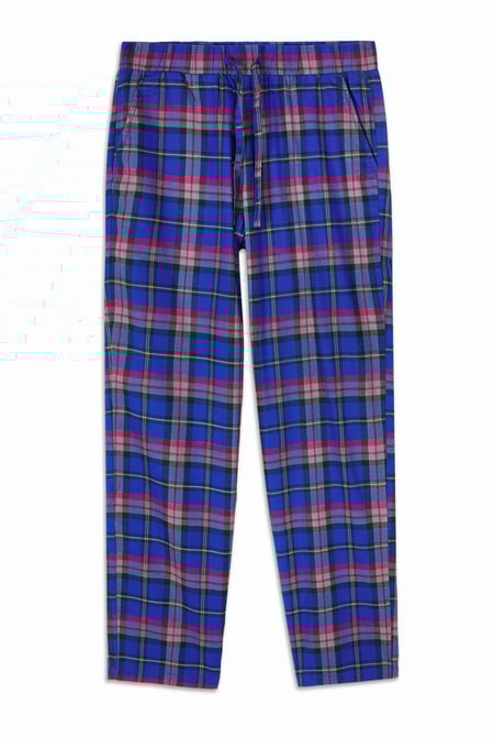 Mens Blue Woven Check Pyjamas Bottoms