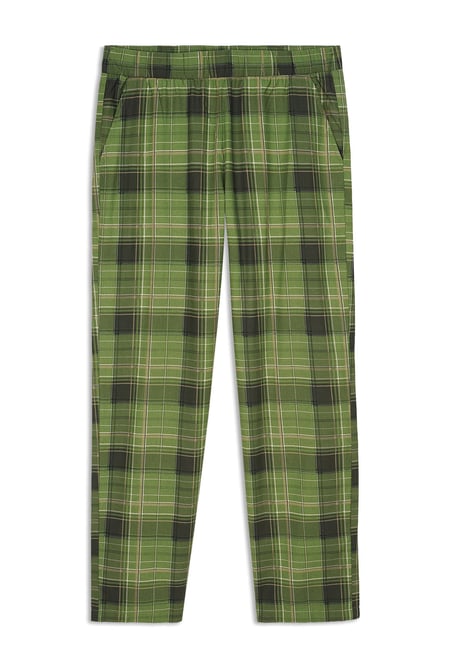 Mens Green Woven Check Pyjamas Bottoms