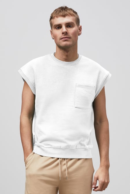 Black Crew Neck Sleeveless Sweatshirt