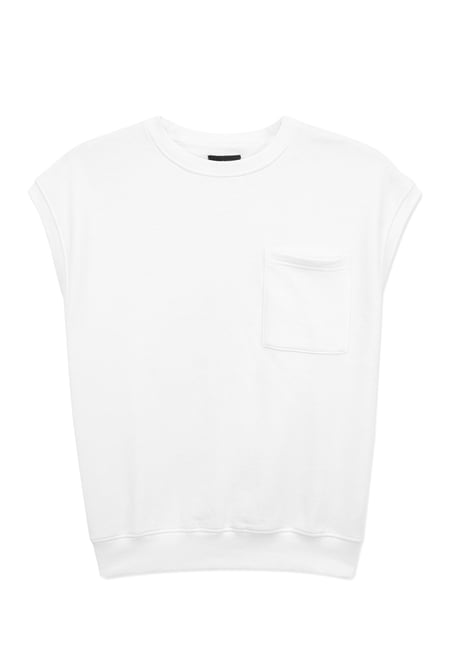 White Crew Neck Sleeveless Sweatshirt