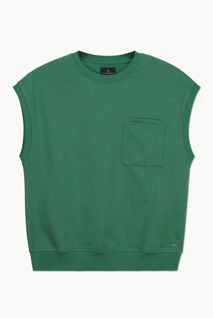 Crew Neck Sleeveless Sweatshirt