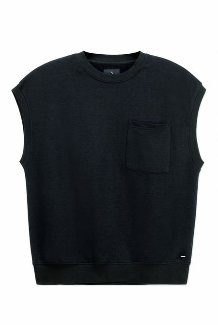 Black Crew Neck Sleeveless Sweatshirt