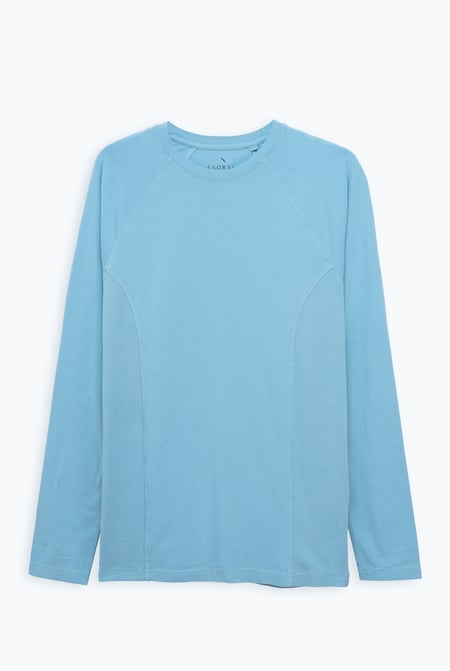 Blue Raglan With Side Panel Rib T-Shirt