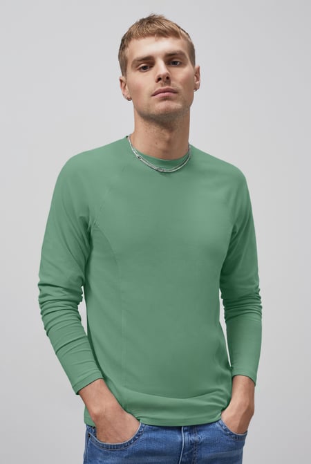 Blue Raglan With Side Panel Rib T-Shirt