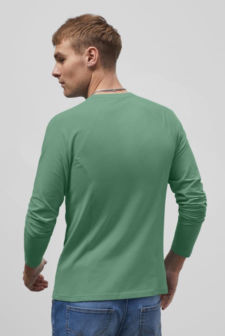 Green Raglan With Side Panel Rib T-Shirt